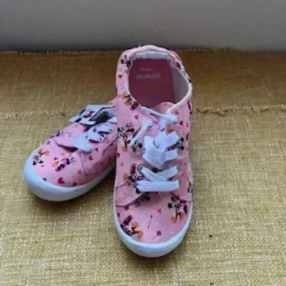 NEW Disney Minnie Mouse Pink Sneakers Slip On Shoes Girls Sz 2 NWT - Picture 1 of 11